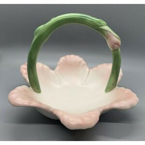 Vintage Floral Dish‎ Candy Spring Summer Handle Hand Painted